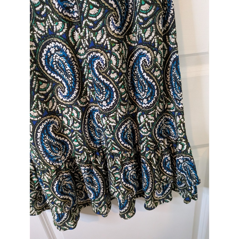 Tommy Hilfiger Womens Paisley Sleeveless‎ Ruffle Hem Shift Dress Blue Green - Picture 6 of 7